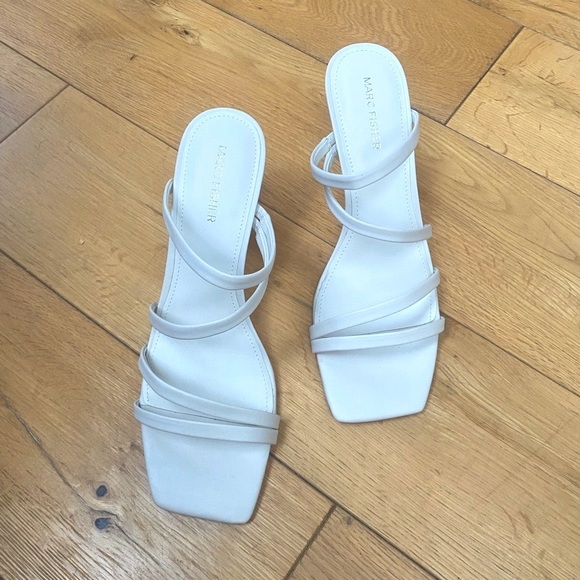 Marc Fisher Shoes - Marc Fisher Ivory White Strappy slide in heels​